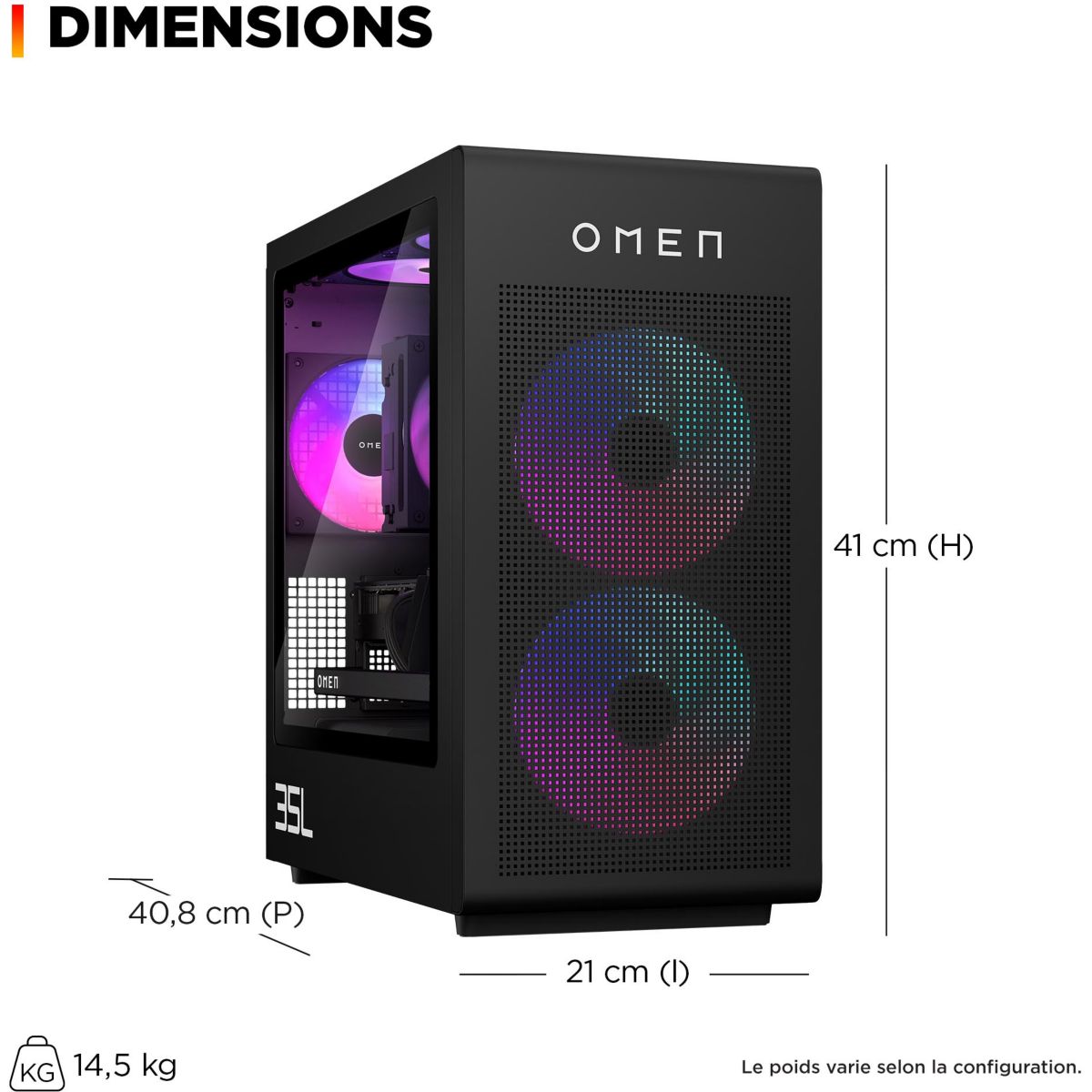 PC Gamer OMEN GT16-1006nf AMD Ryzen 7 9800X3D AMD Radeon RX 9070 XT 64 Go RAM DDR5 SSD 4 To couleur unique, HP