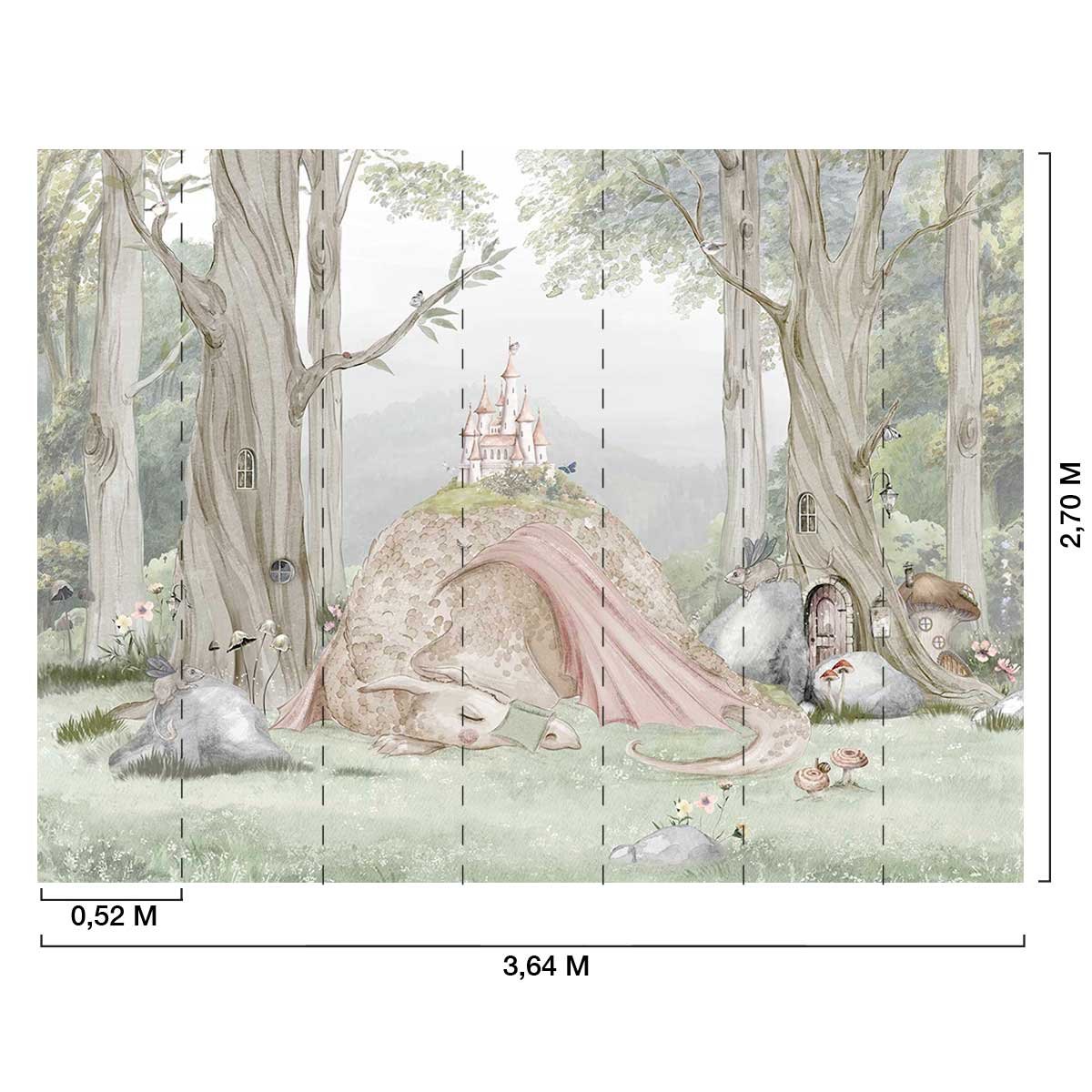 Papier peint chambre garçon La Forêt Enchantée du Dragon vert, HEXOA