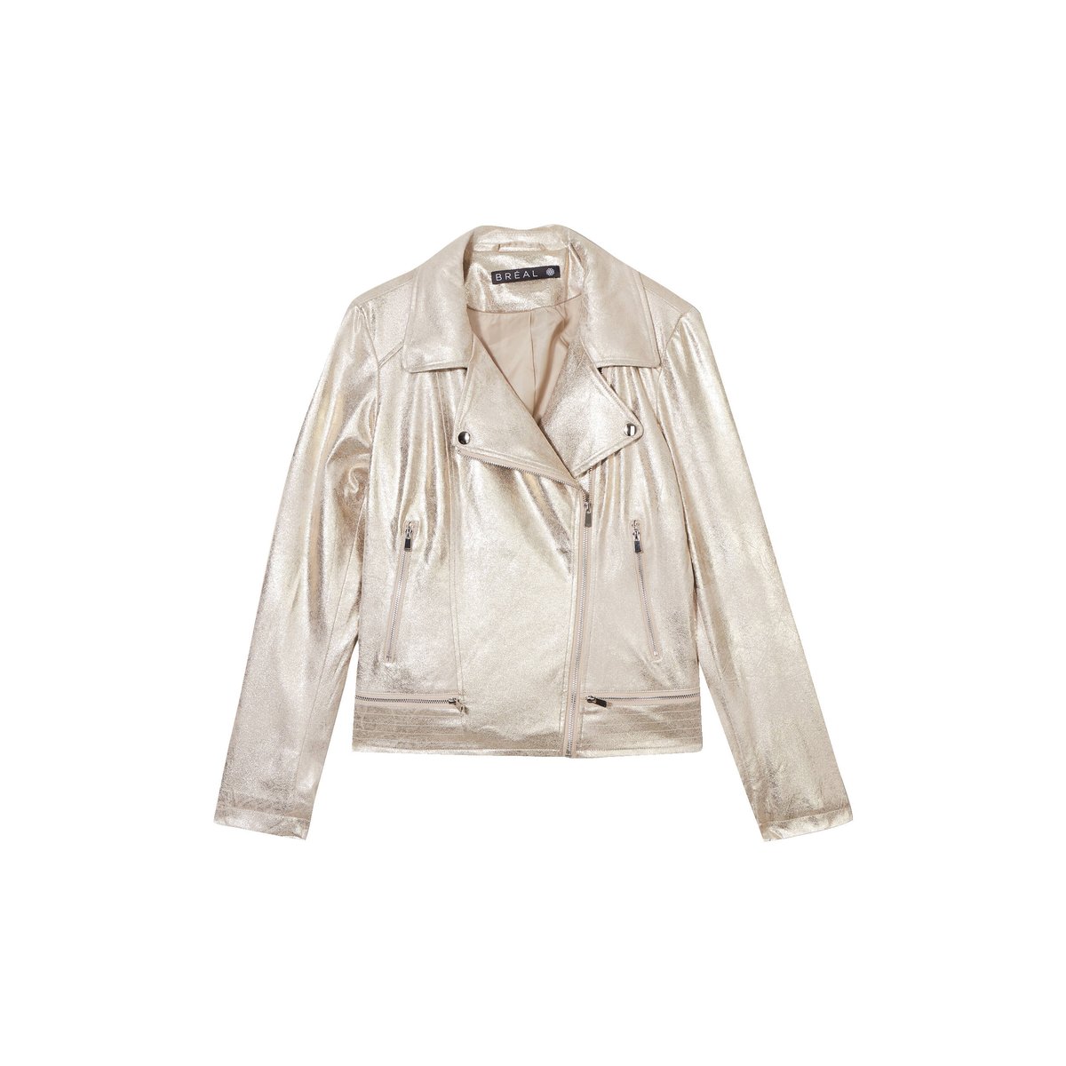 Veste esprit motard zippée couleur or, BREAL