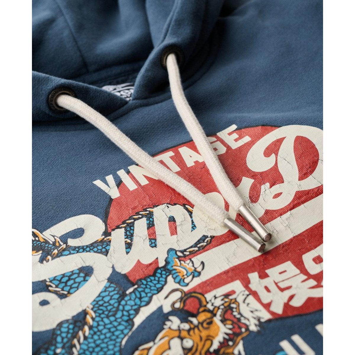 Sweat à capuche Vintage Logo Tokyo bleu encre, SUPERDRY