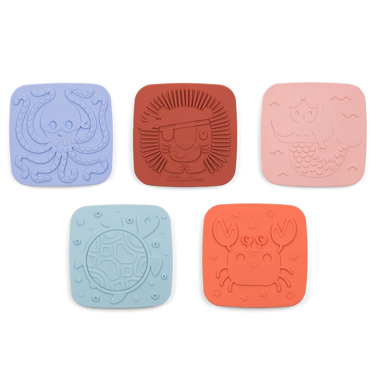 Lot de 5 dalles sensorielles pour le bain multicolore, LILLIPUTIENS