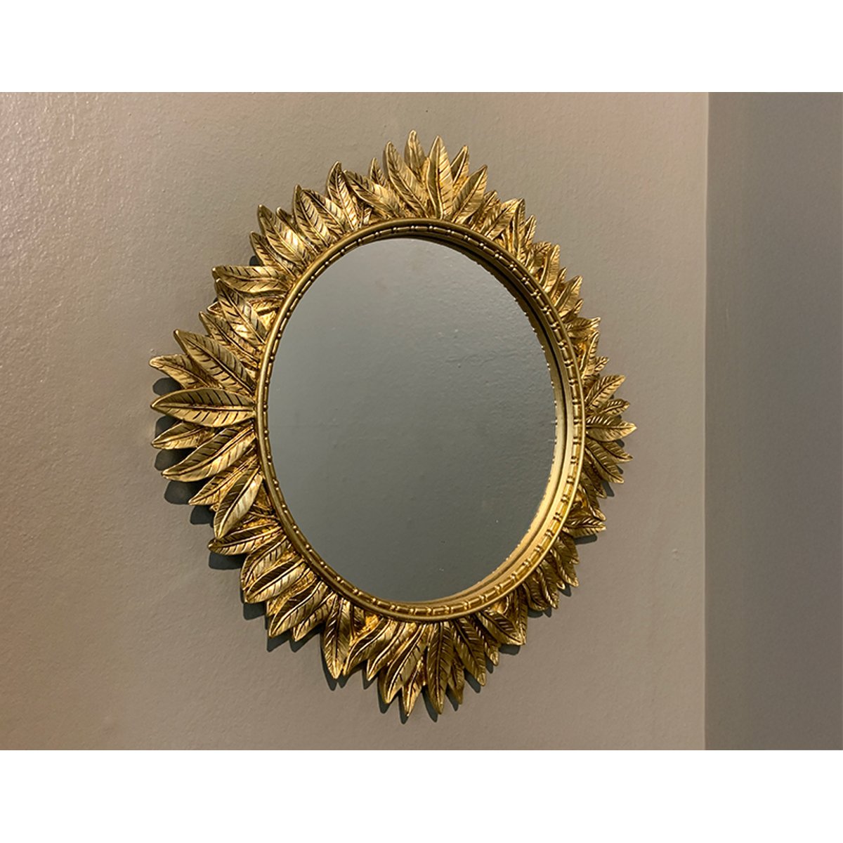 Miroir soleil feuilles 27.5cm or, EMDE