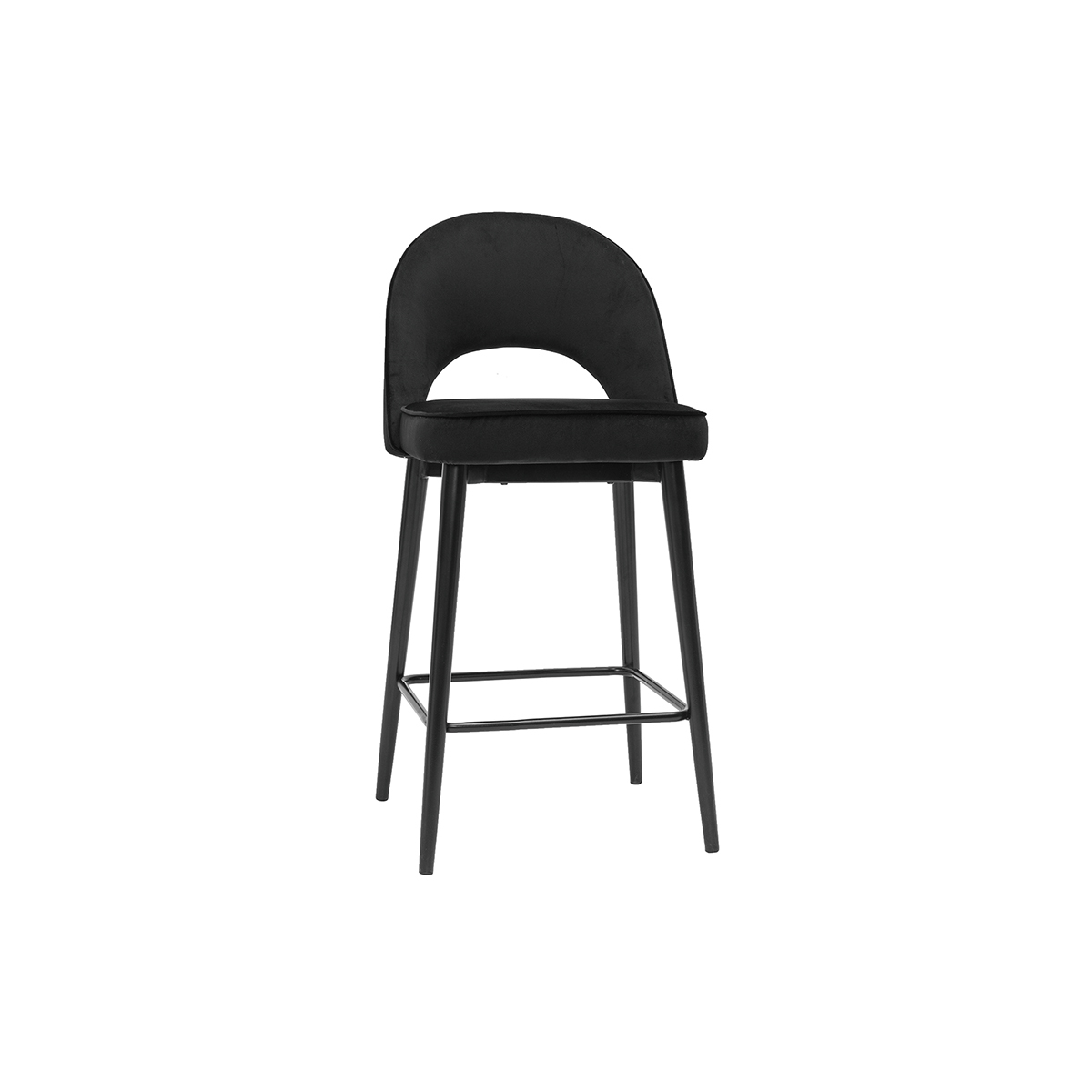 Tabouret de bar design en velours noir et métal H69 cm BELLEROSE noir, MILIBOO