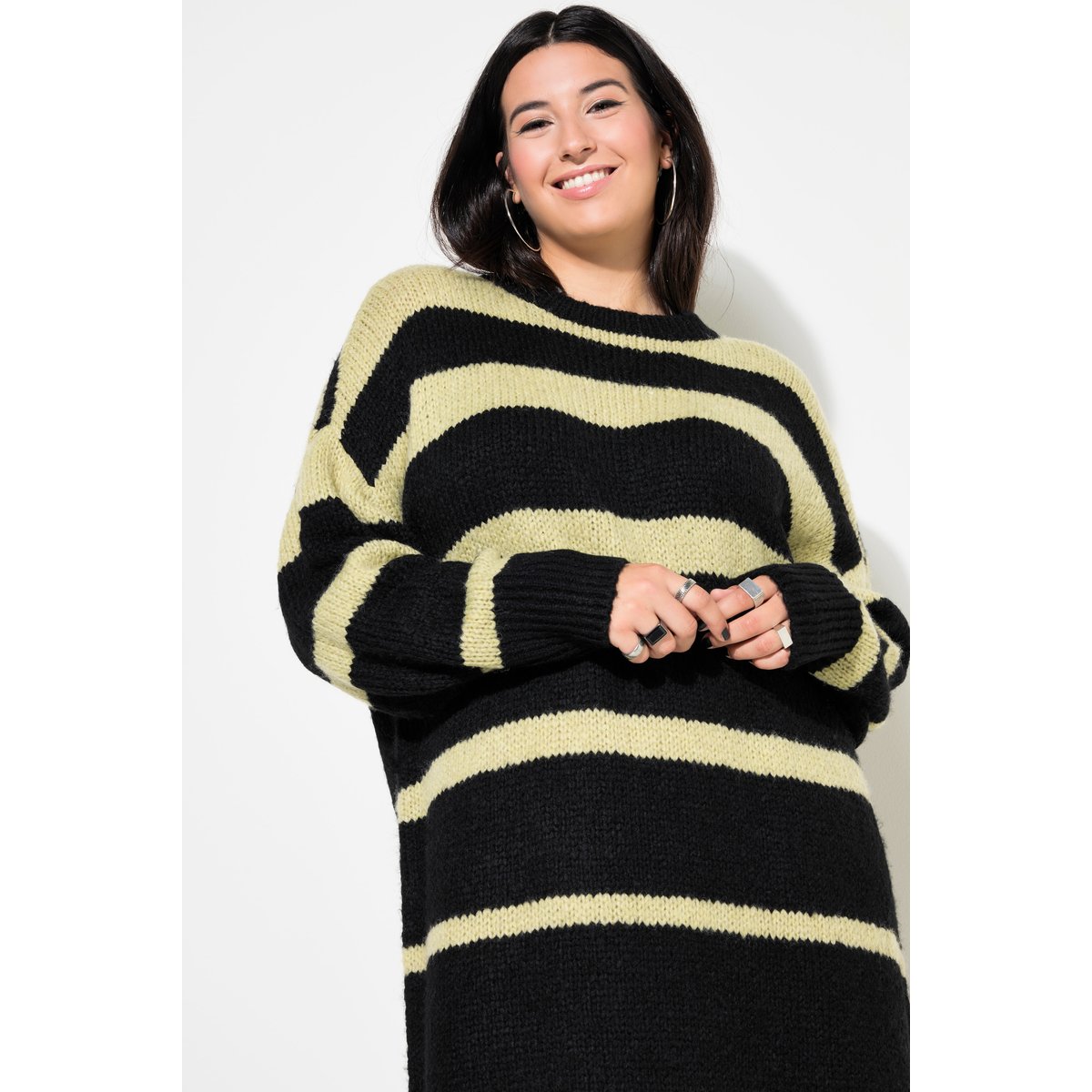 Robe oversize en maille, rayures vert tilleul, STUDIO UNTOLD