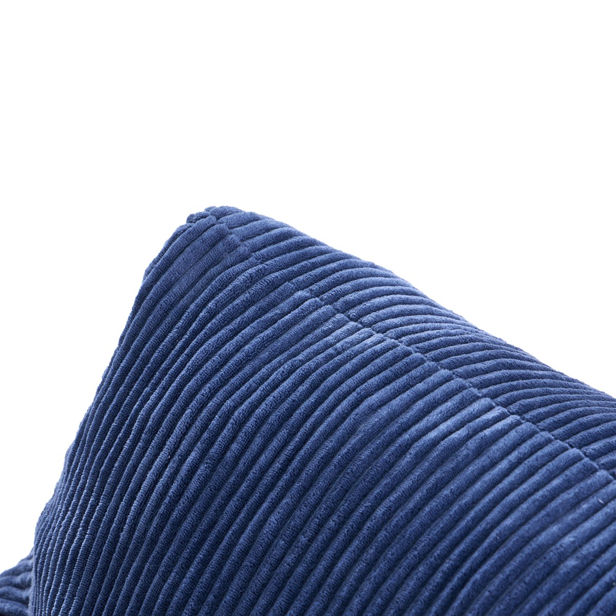 Pouf de salon et repose pieds, velours côtelé, SABY bleu, NORDLYS