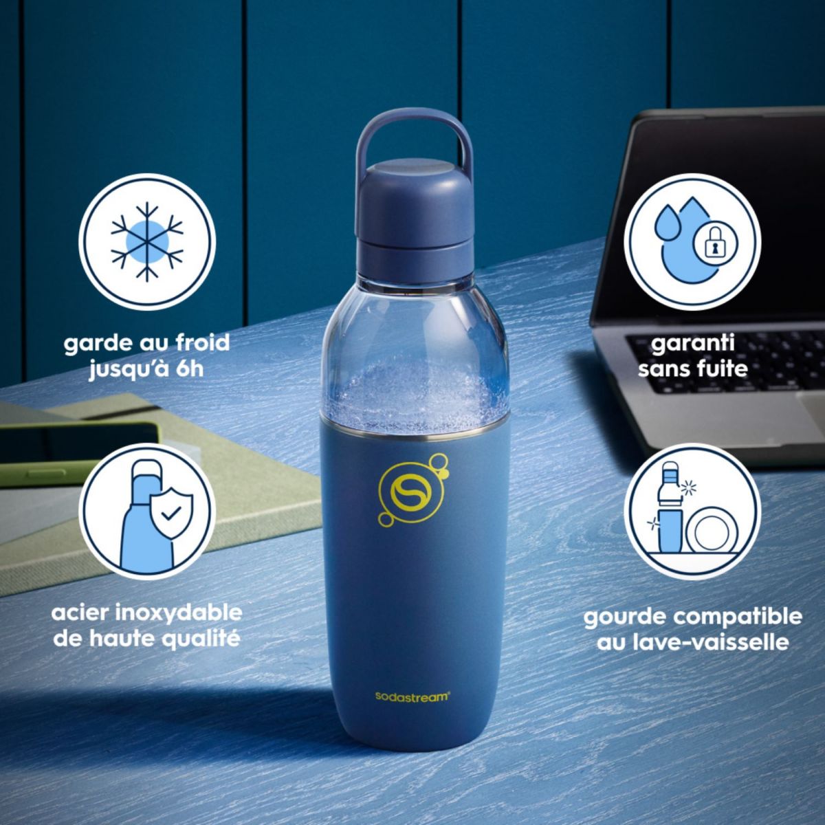 Bouteille isotherme Fizz & Go EASY MIX bleue 0.7L couleur unique, SODASTREAM