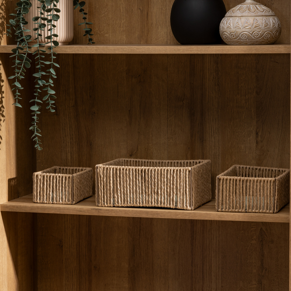 Lot de 3 paniers rectangulaires tressés ALI beige, ATMOSPHERA