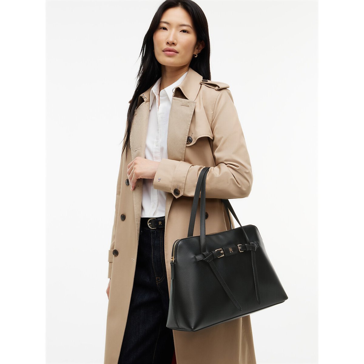 Sac à main, BUCKEL TOTE noir, TOMMY HILFIGER