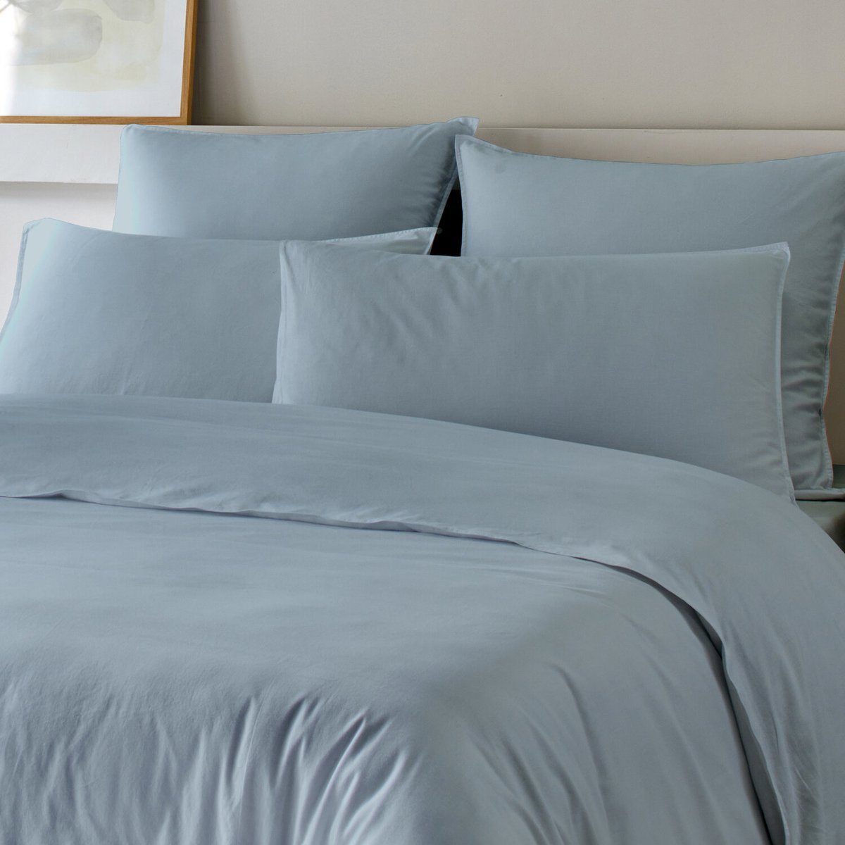 Parure housse de couette en bambou et coton unie, Bamora ardoise, C DESIGN HOME TEXTILE