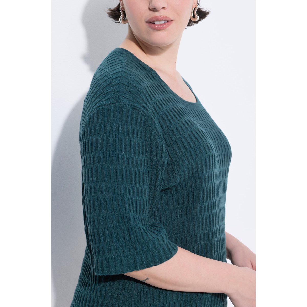 Pull en maille texturée vert sapin, ULLA POPKEN