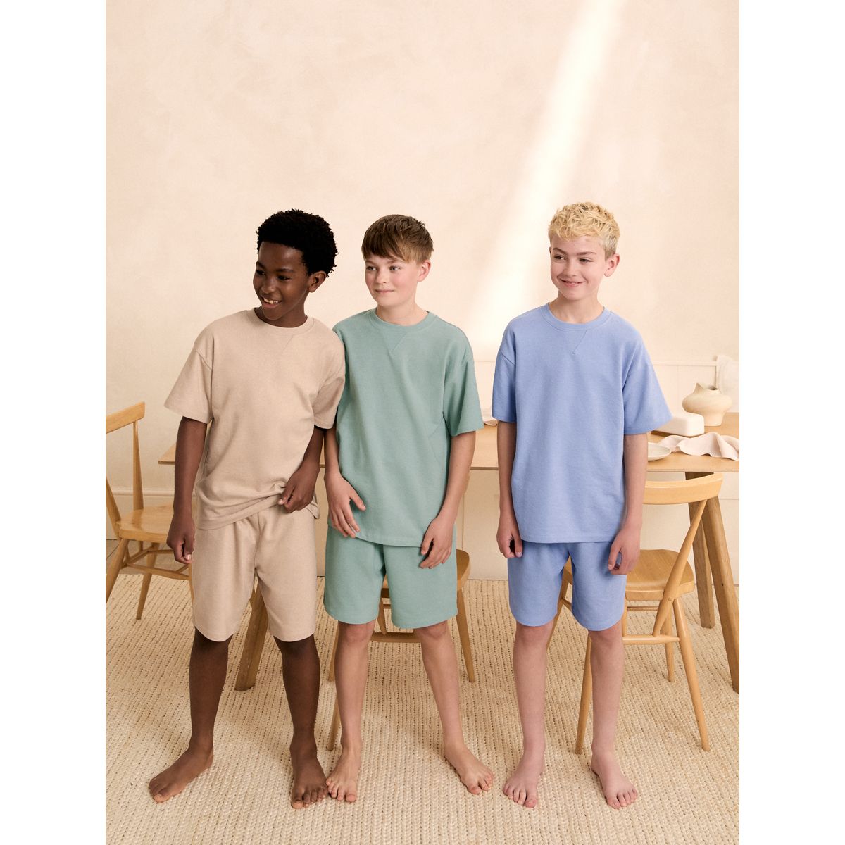 Pyjama short, lot de 3 bleu/vert, NEXT