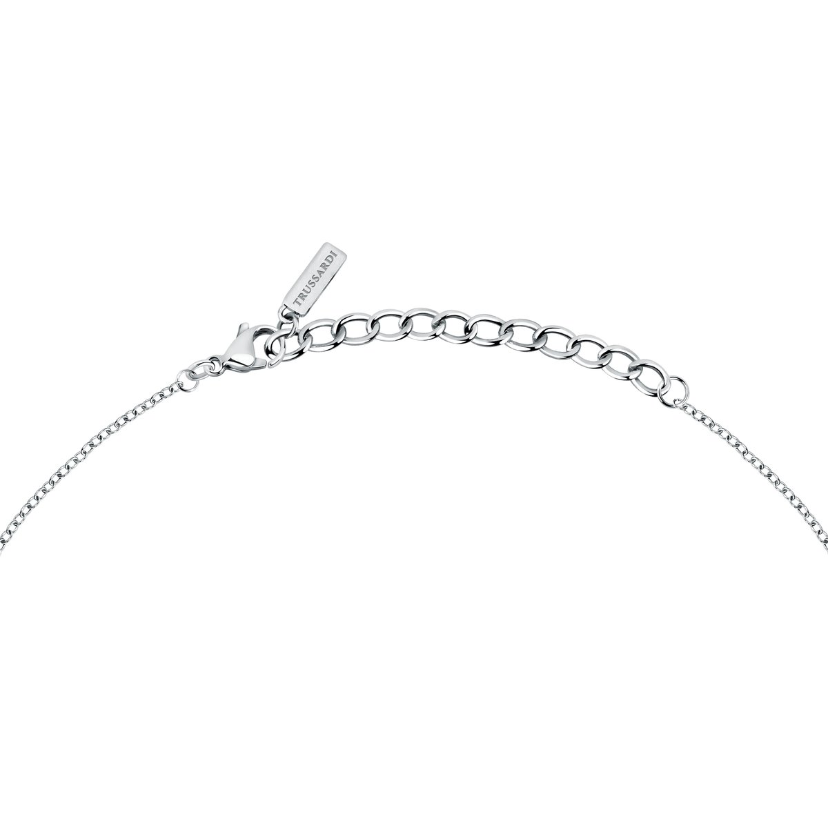 Collier en acier, cristaux, T-LOGO argent, bleu clair, TRUSSARDI