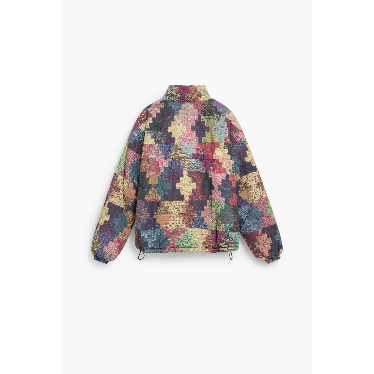 manteau court matelassé patchwork rouge, DESIGUAL