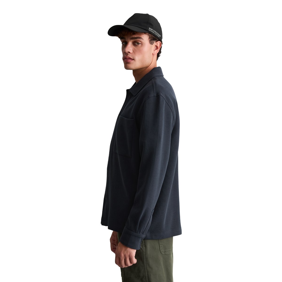Surchemise ample en jersey côtelé en coton bio épais bleu, MARC O’POLO DENIM