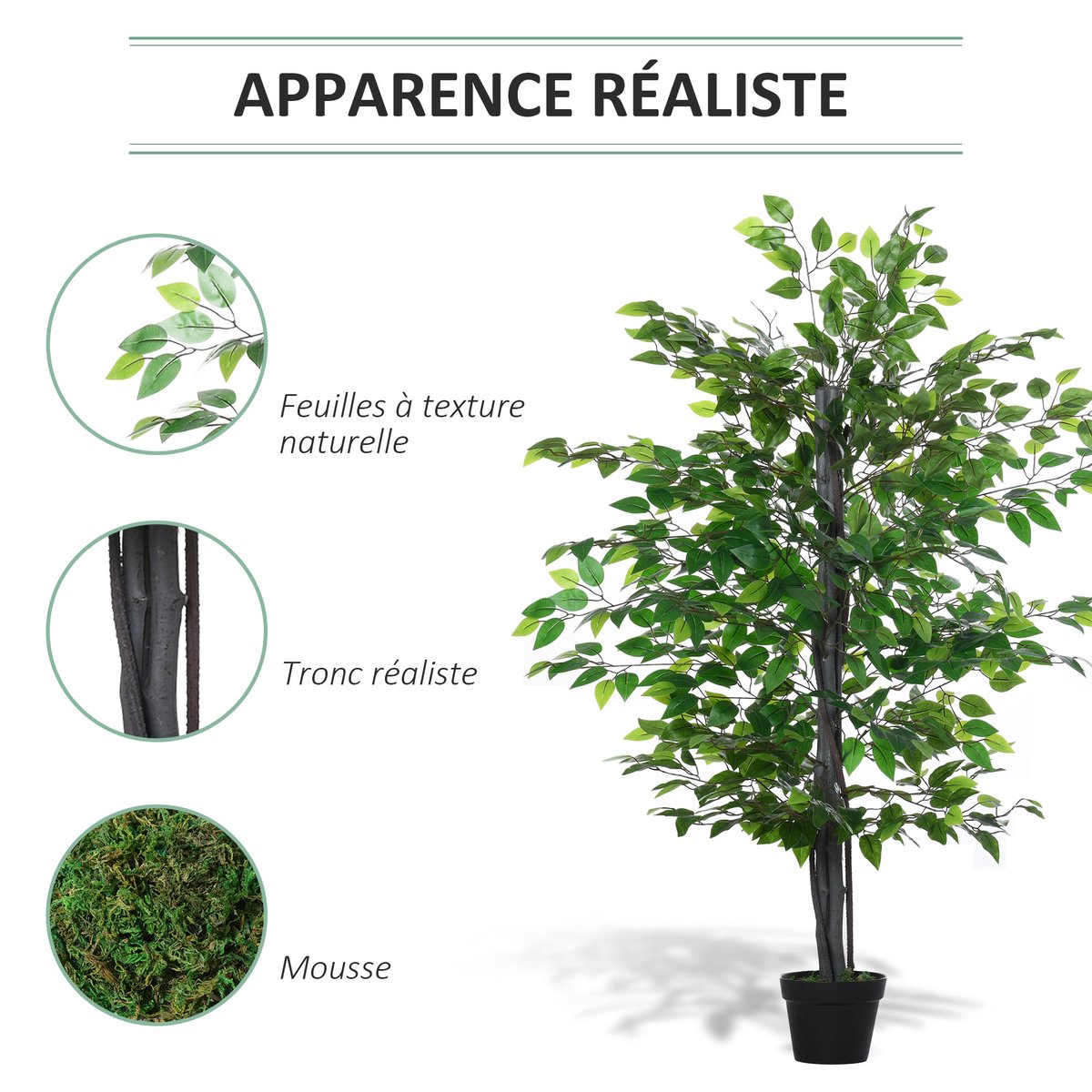 Plantes artificielles Plastique Vert vert, OUTSUNNY