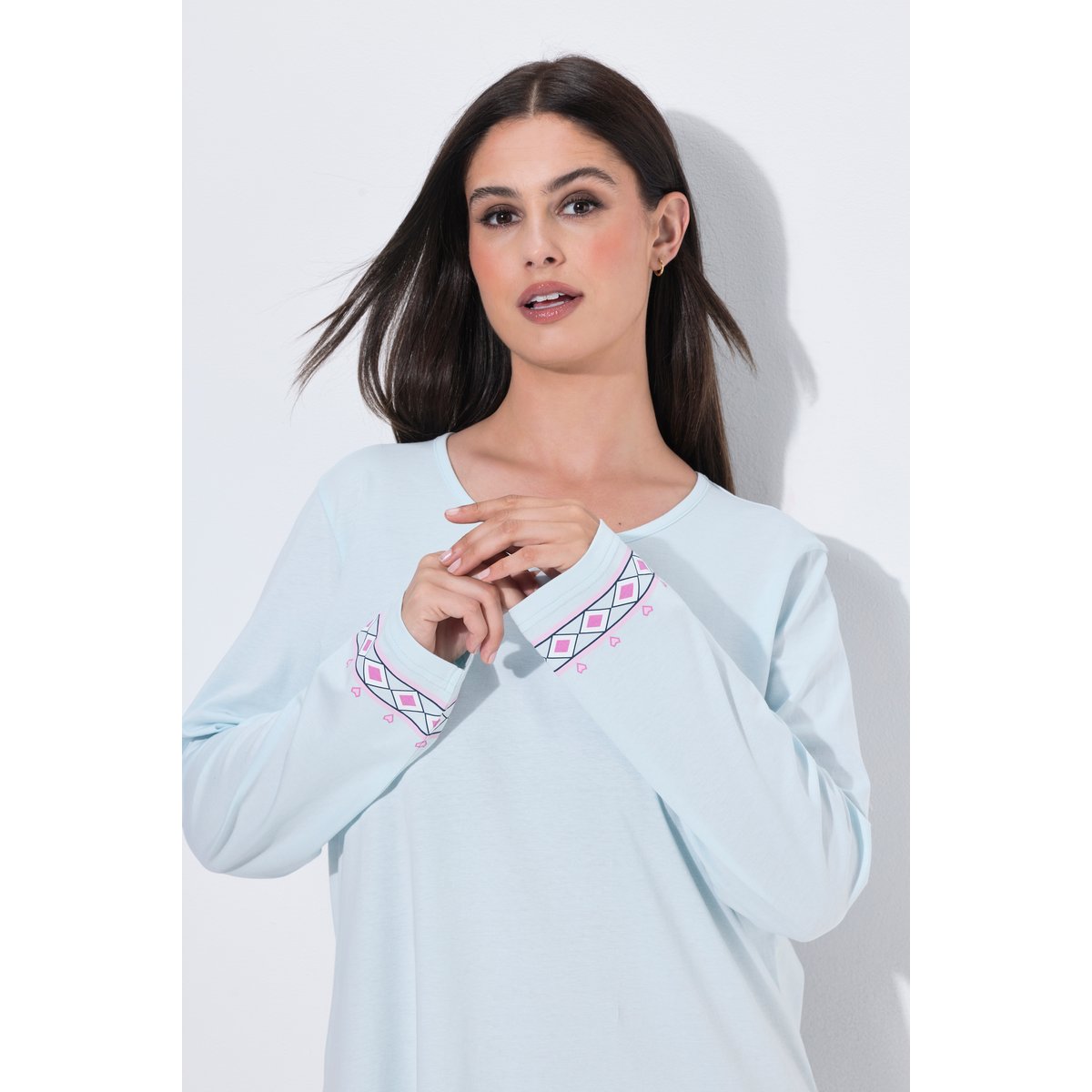 Lot de 2 chemises de nuit / grands T-shirts bleu mer de glace, ULLA POPKEN