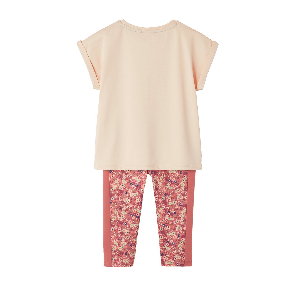 Ensemble de sport t-shirt et corsaire motif "sunrise" irisé écru, VERTBAUDET