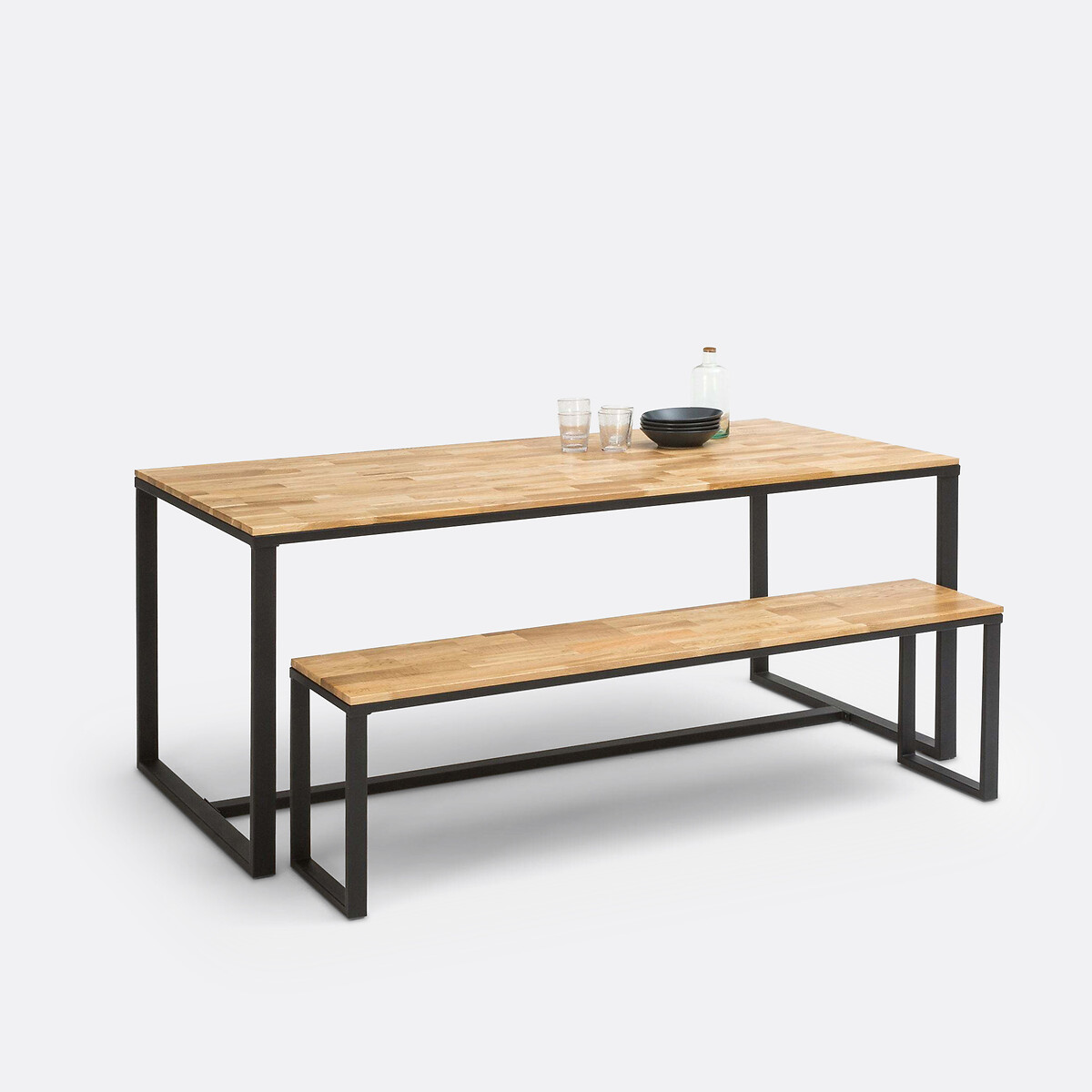 Table à manger, en chêne et métal acier, 8 couverts, HIBA naturel, LA REDOUTE INTERIEURS