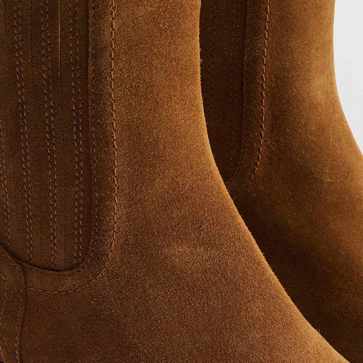 Bottines en cuir camel, MONOPRIX