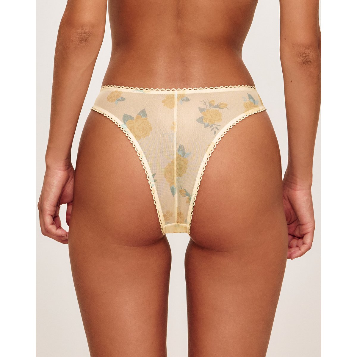 Tanga en mesh fleuri STACIZ jaune, UNDIZ