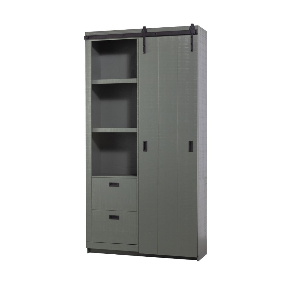 Armoire en pin porte coulissante SLIDE vert olive, VTWONEN