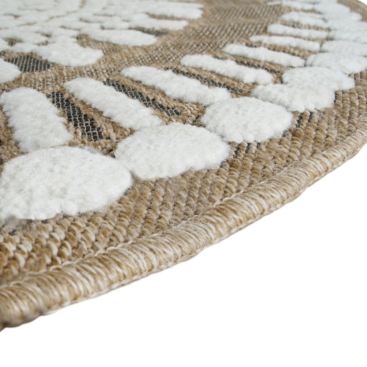 Tapis rond et jute motifs en relief JUTE RELIEF INDIAN relief beige, THE DECO FACTORY