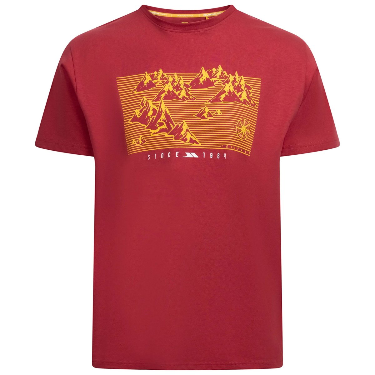 T-shirt manches courtes motif/style montagne MANNY rouge foncé imprimé, TRESPASS