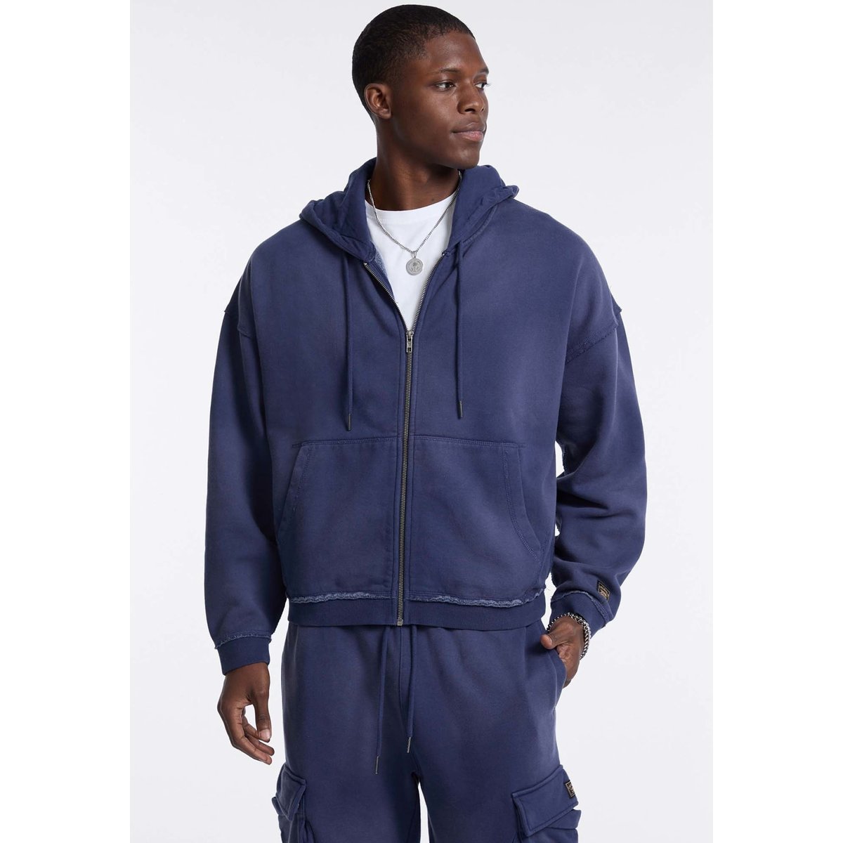 Sweat-Shirt À Capuche bleu foncé, GUESS JEANS