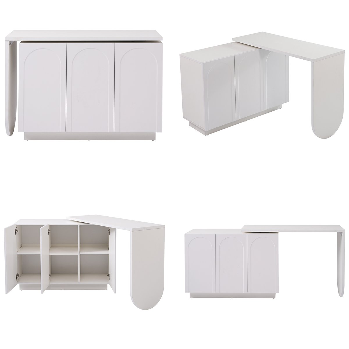 Bureau d’angle réversible avec rangement, BABERC blanc, MEUBLES COSY