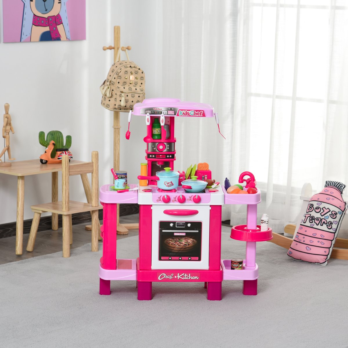 Ensemble de cuisine pour enfants Plastique rose, HOMCOM
