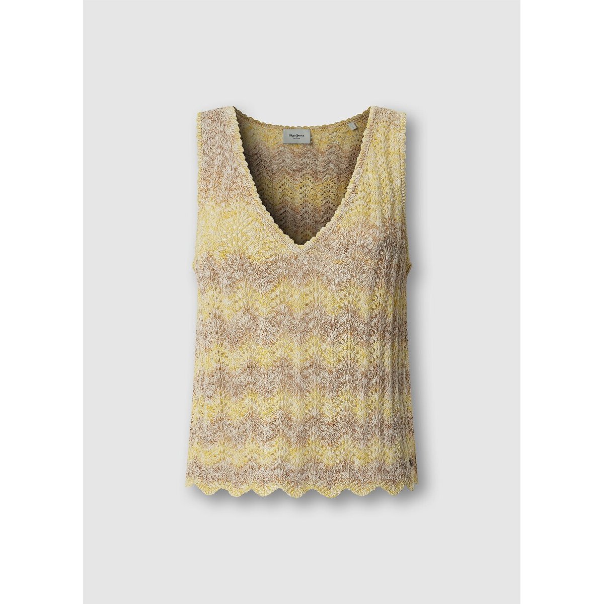 Knitted V-Neck Vest Top yellow, PEPE JEANS