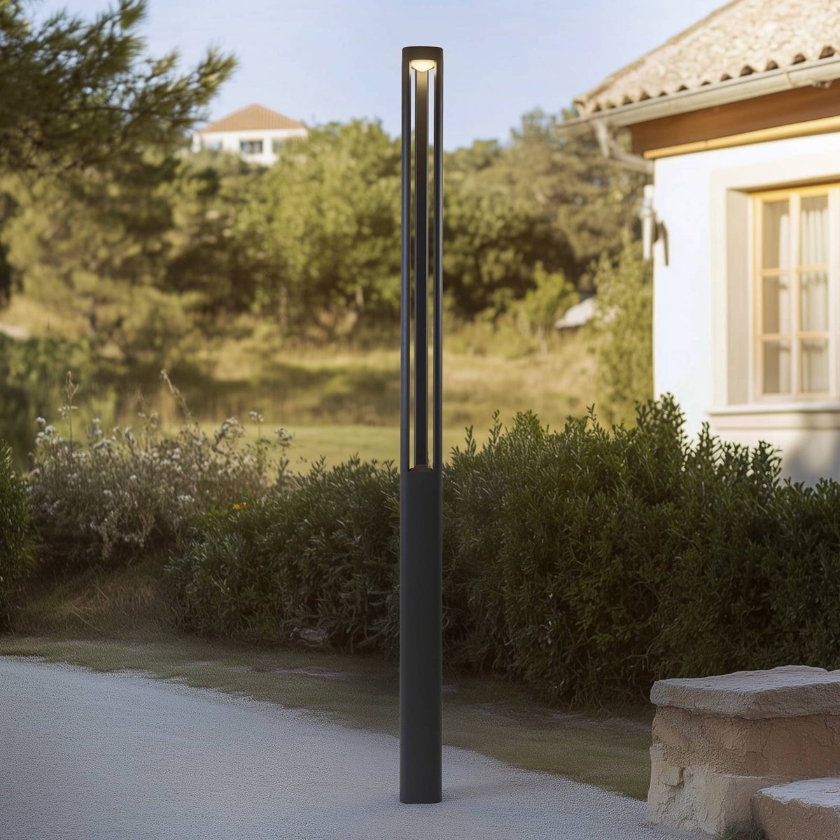 Lampadaire extérieur en aluminium moderneLED anthracite, LUCANDE
