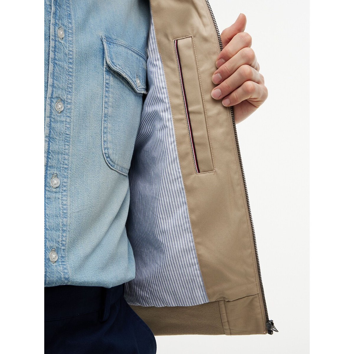 Blusão curto, gola subida, meia-estação bege, TOMMY HILFIGER
