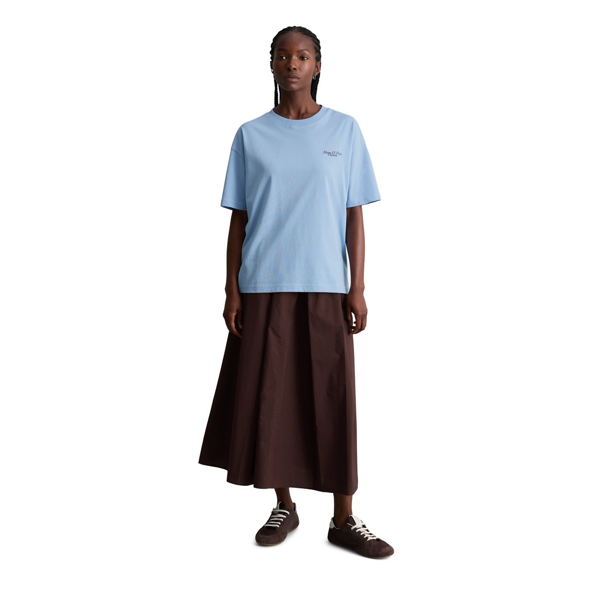 T-shirt à logo relaxed en coton organique bleu moyen, MARC O’POLO DENIM