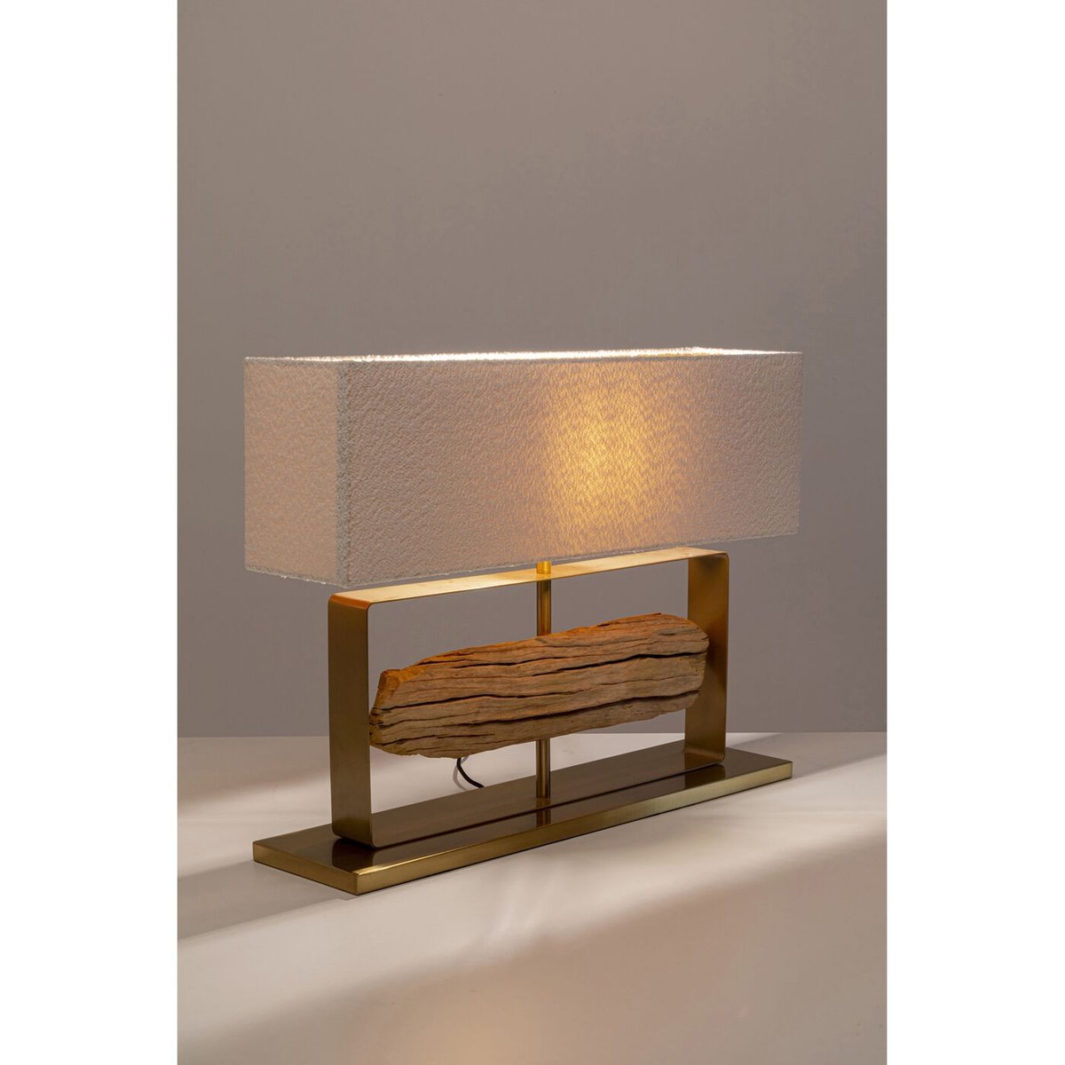 Lampe en bois flotté et coton bouclé, NATURE bois, KARE DESIGN