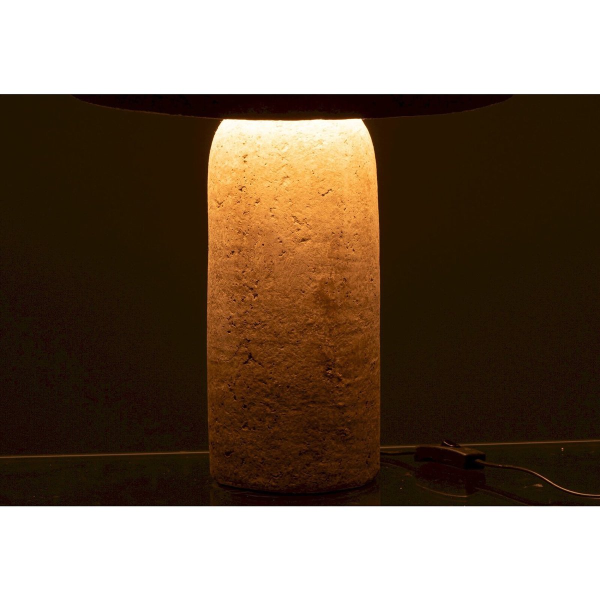 Lampe de chevet champignon en papier mâché beige naturel effet pierre, RECOLLECTION
