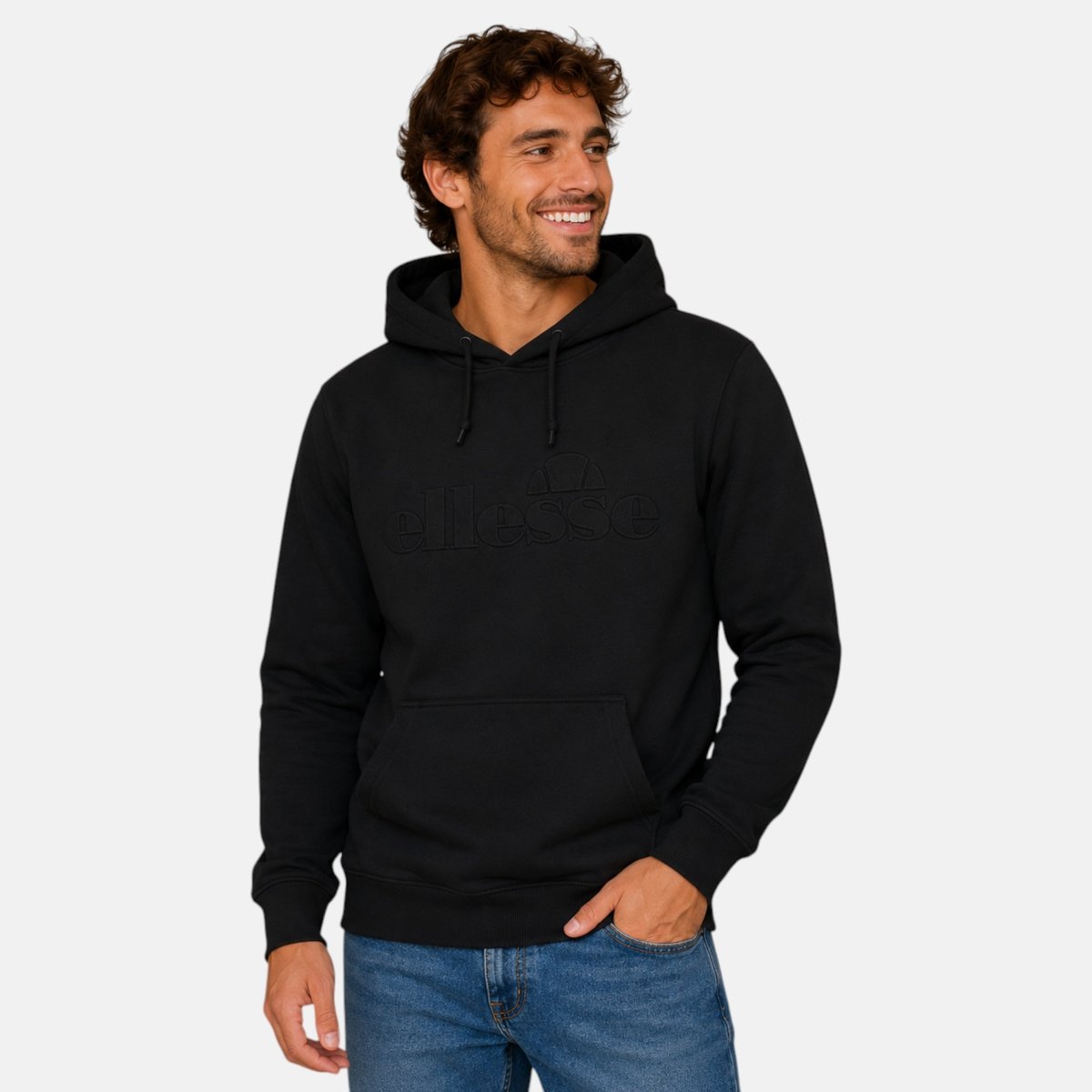 Sweat à capuche imprimé à cordon, poche kangourou STREETWEAR noir, ELLESSE