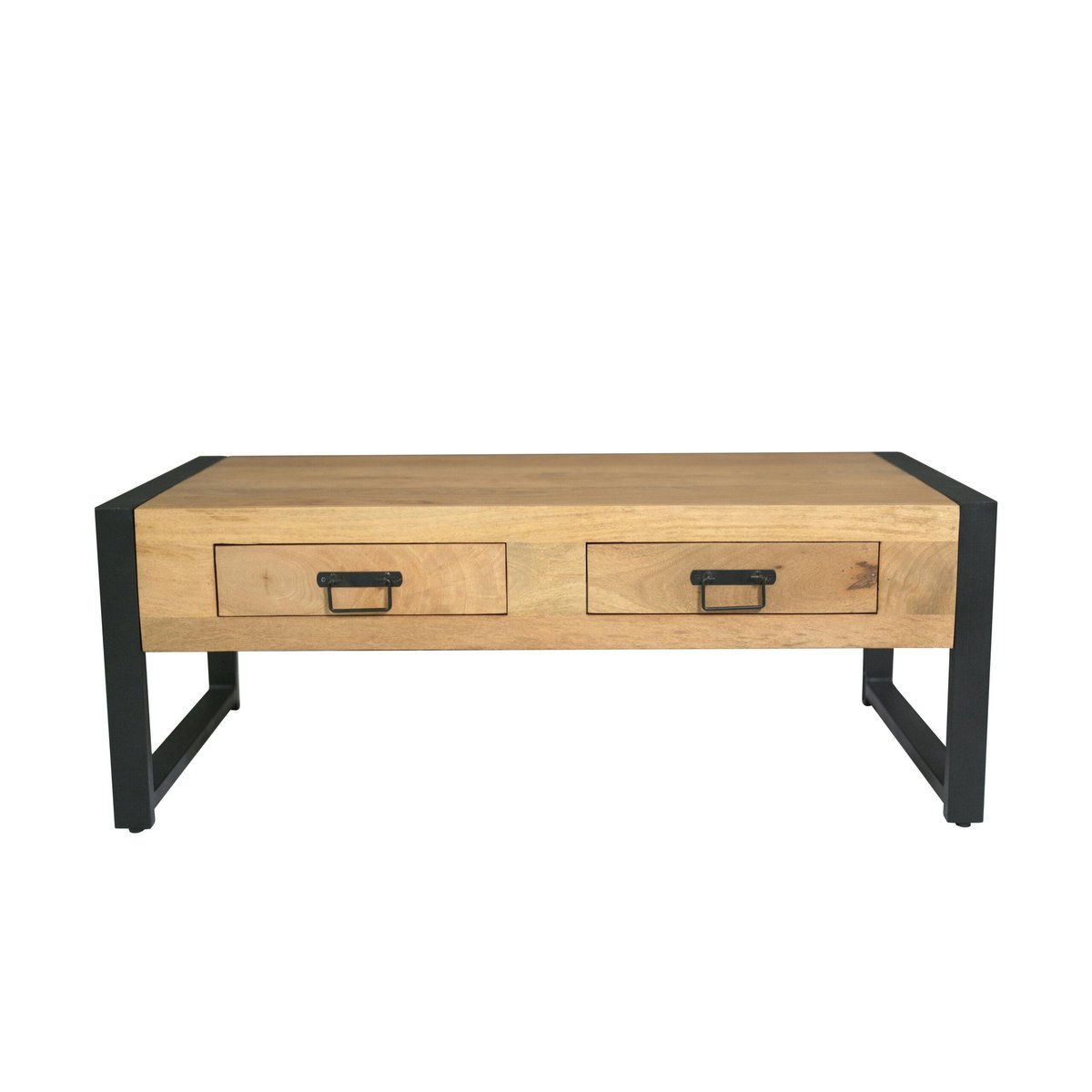 Table basse bois/métal 2 tiroirs MILORA bois clair, PIER IMPORT