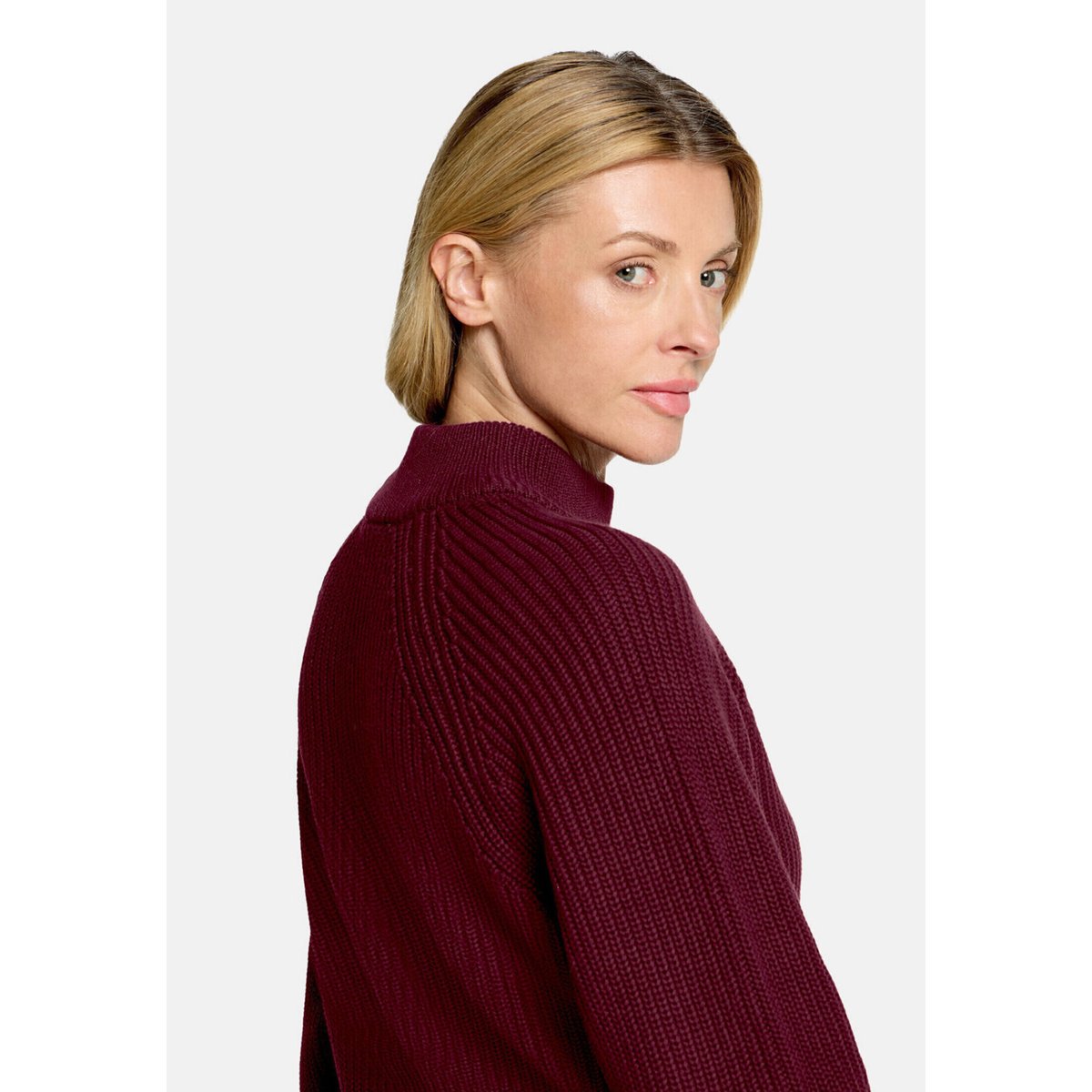 Pull-over en maille à bordures côtelées fall burgundy, BETTY & CO