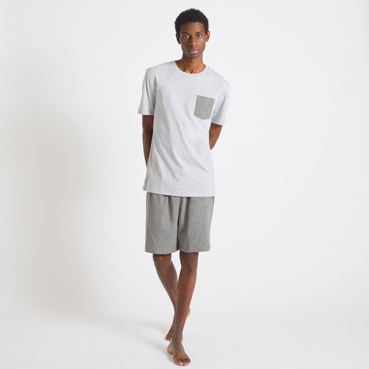 Ensemble de pyjama court en coton BIO marine, MONOPRIX