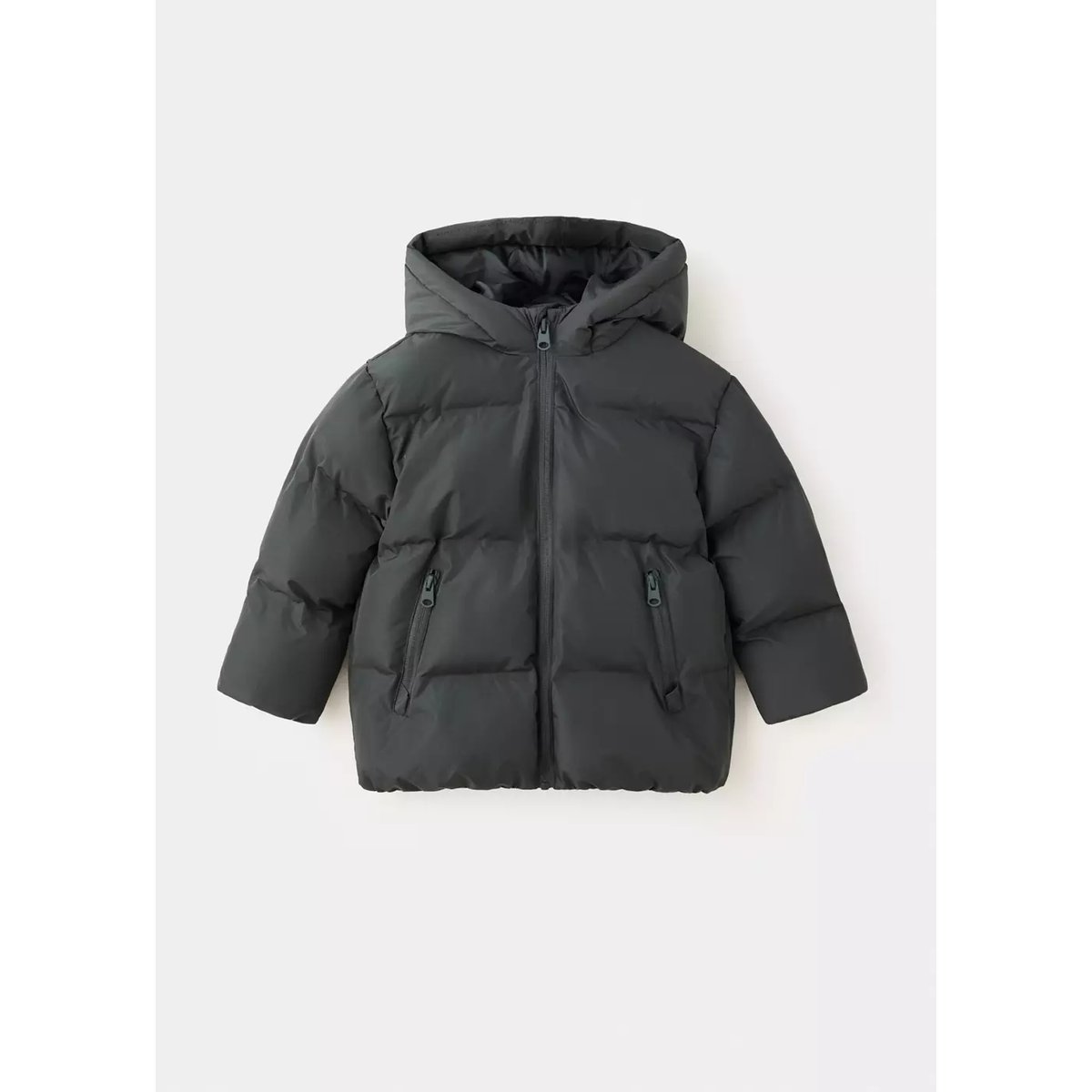 Anorak matelassé à capuche gris anthracite, MANGO BABY