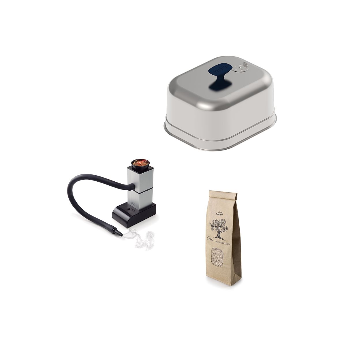 Ustensile plancha fumage a froid avec Cloche - Inox couleur unique, ENO