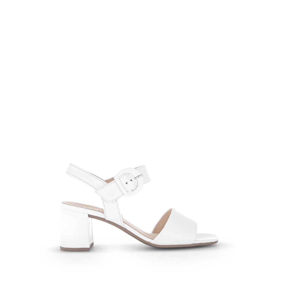 Sandales en cuir velours à talon décroché block blanc, GABOR