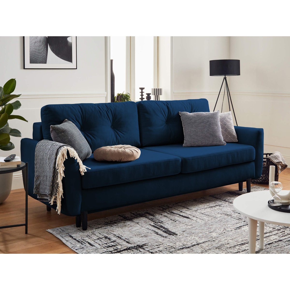 Canapé Convertible 3 places - NILS bleu nuit, BEST MOBILIER