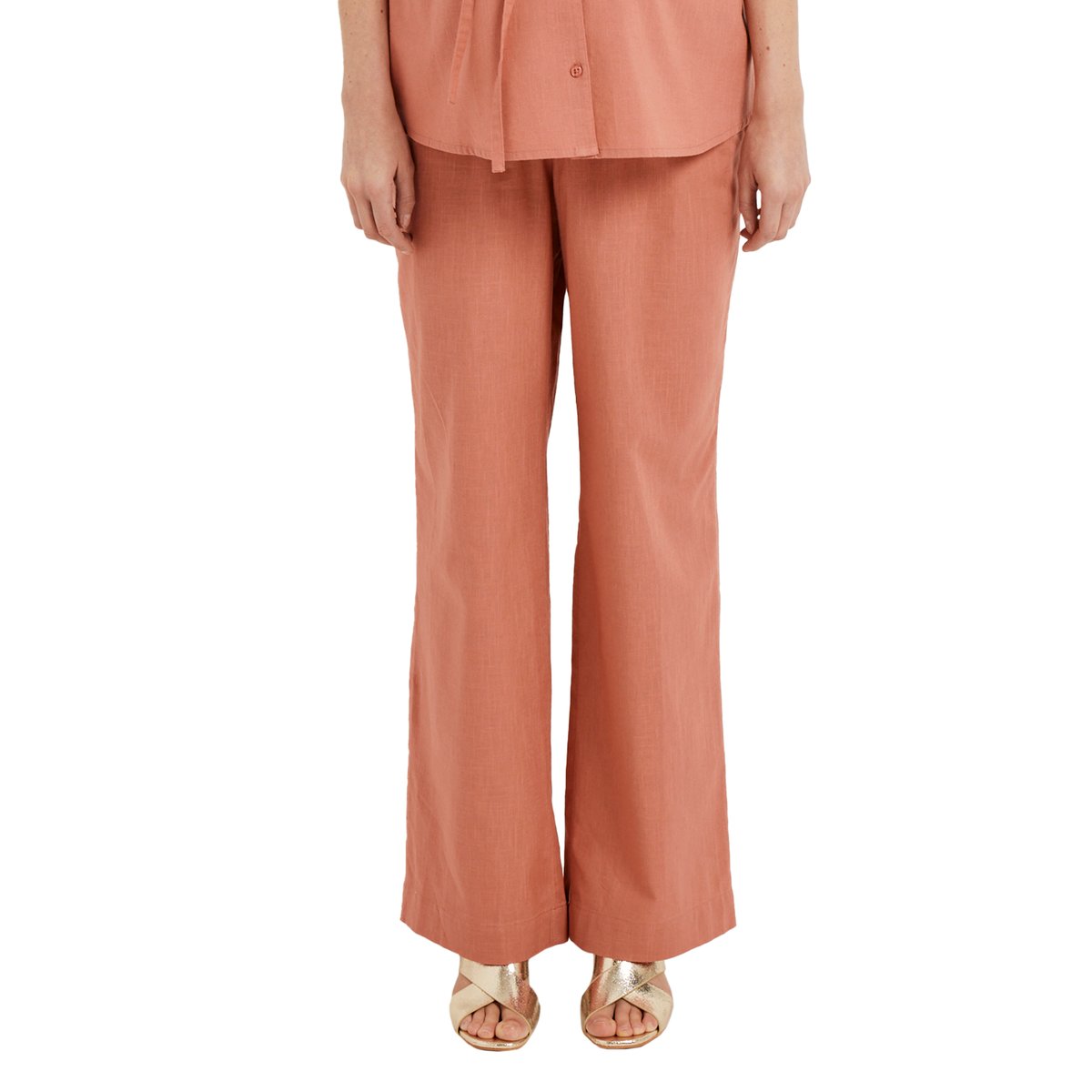 Pantalon large uni de grossesse effet lin tomette, VERTBAUDET