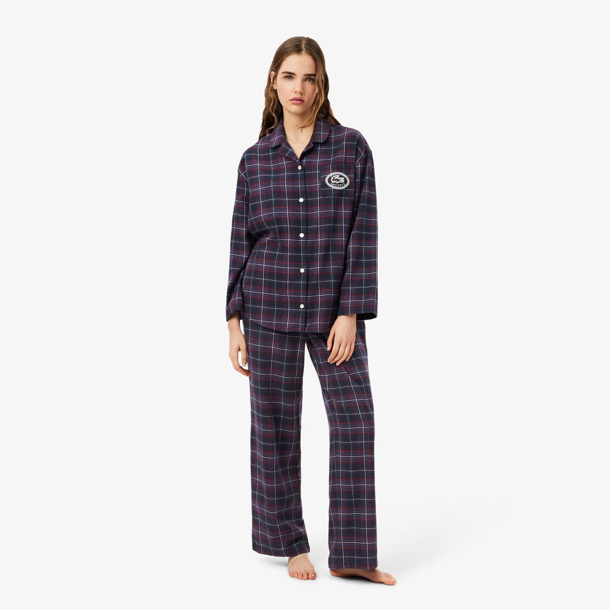 Ensemble de pyjama coton carreaux bleu-vbm, LACOSTE