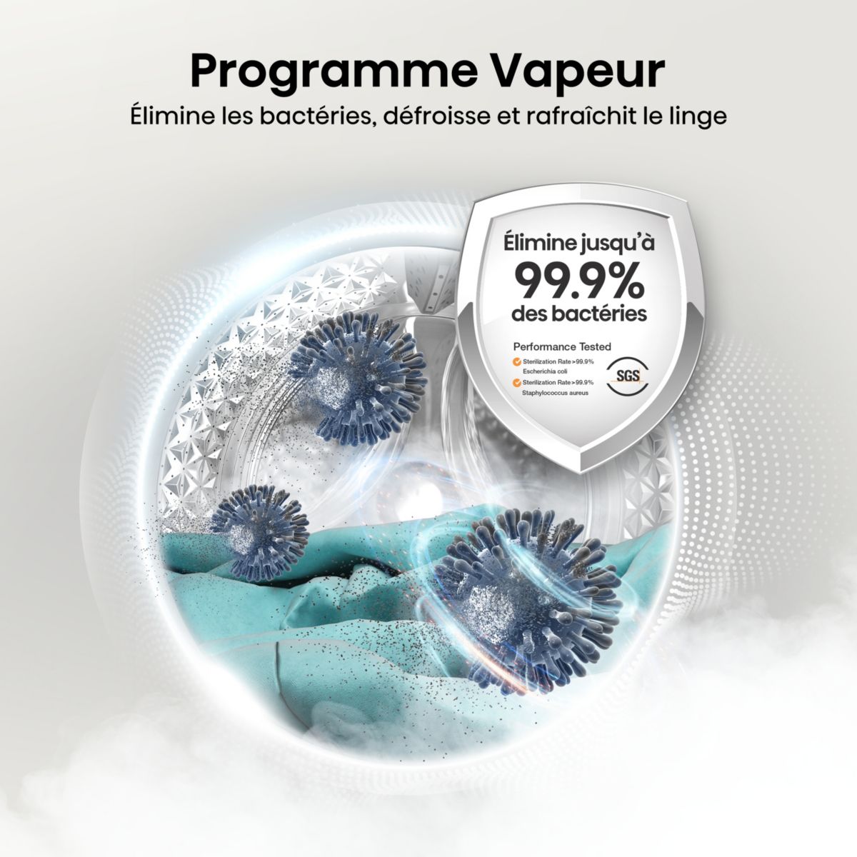 Lave linge séchant hublot WD3S8043BW3 PureJetWash couleur unique, HISENSE