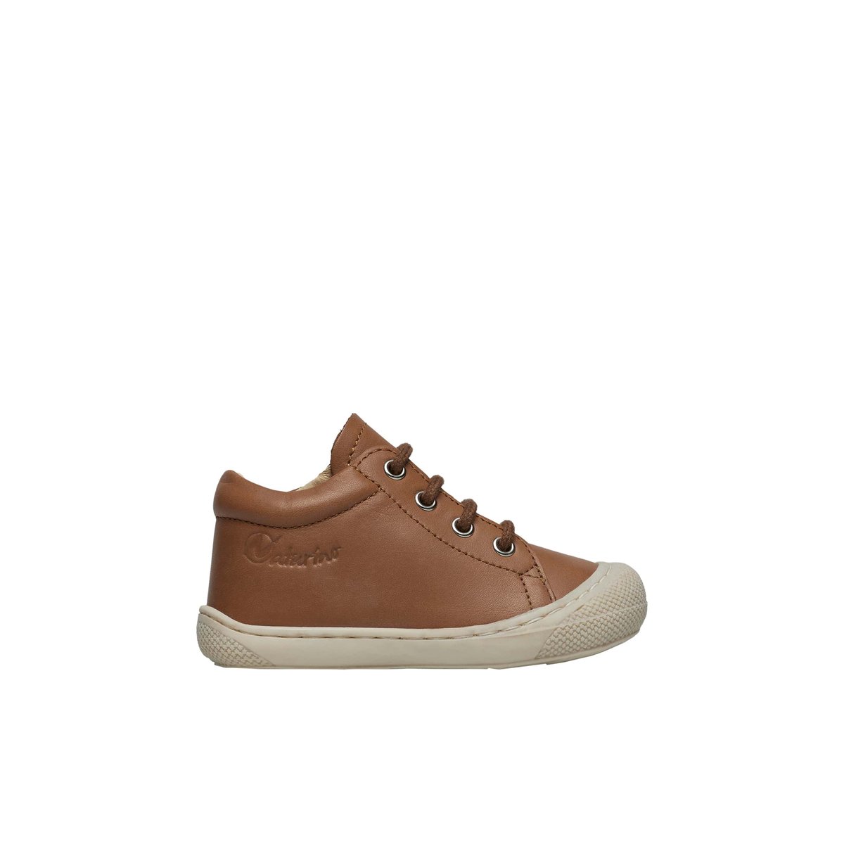 Chaussures premiers pas en cuir avec fermeture éclair COCOON ZIP marron, NATURINO
