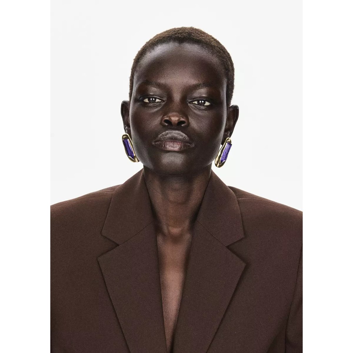 Blazer droit avec poches à rabat marron, MANGO