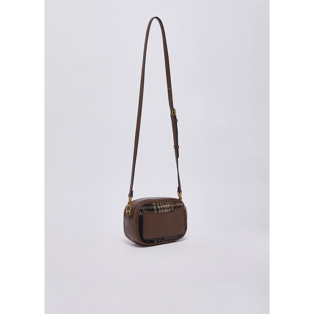 Sac bandoulière à carreaux format petit marron foncé, LIU JO